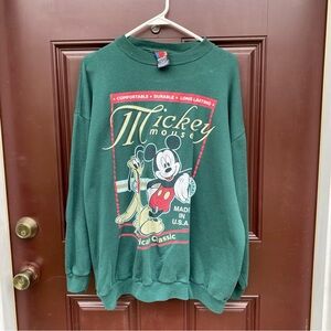 Vintage XL Mickey Pluto Mickey Unlimited Jerry Leigh crewneck Sweater green